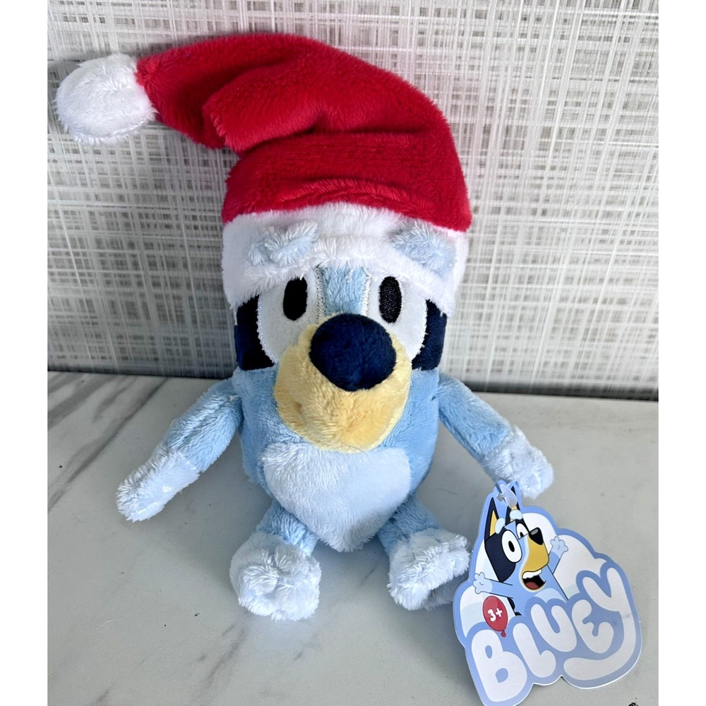 Bluey BLUEY Dog Puppy Christmas Plush w/ Backpack Clip New Dan Dee Santa Hat BxT